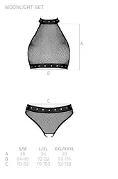 Білизна з відкритим доступом Passion MOONLIGHT Set S/M black топ стрінги - мініатюра 7