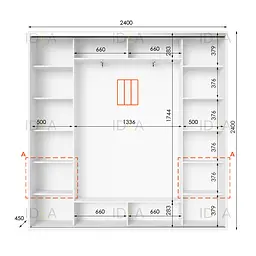 Шафа-купе Idea серія 4 240 x 45 x 240 см Білий Дзеркало - мініатюра 2
