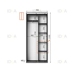 Шафа-купе Idea серія 10 90 x 45 x 210 см Антрацит Дзеркало - мініатюра 2