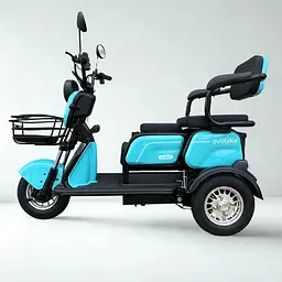 Електроскутер триколісний EVOBIKE Luna TRIO PRO 1200W 60V 20Ah (2026) зі знімним графеновим акумулятором та пасажирським сидінням | Синій - мініатюра 2