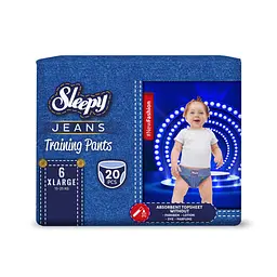 Підгузки-трусики дитячі Sleepy Jeans XL 6 (15-25 кг) 20 шт. модні