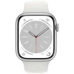 Apple Watch Series 8 GPS, 45mm, Silver, Спортивний ремінець білого кольору (Grade C) Seller Refurbished - мініатюра 2