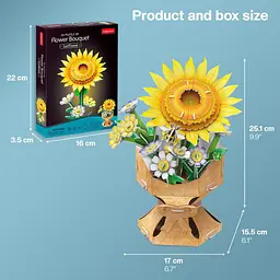 Тривимірна головоломка-конструктор Cubic Fun Flower Bouquet Sunflower Букет квітів Соняшник (W3303h) - мініатюра 7