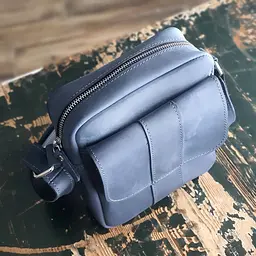 Невелика повсякденна чоловіча сумка GS шкіряна синя (БКЛ 001 син) 160 - мініатюра 2