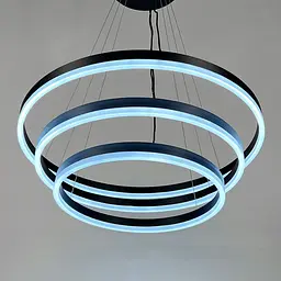 LED люстра на три кільця у чорному каркасі 60+50+40 см | Line F | Арт. G68-600+500+400 BK - мініатюра 5