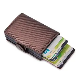 Подвійний карбоновий картхолдер-гаманець для карток та грошей, RFID захищений, бронзовий (C1807H3BronzeB)