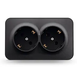 IP20 Розетка зовнішня подвійна із заземленням чорний графіт VIDEX BINERA VIDEX (27077-000) - мініатюра 2