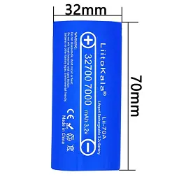Акумулятор 32700 LiitoKala Lii-70A 7000 mAh літій-залізо-фосфатний LiFePO4 30А, 3.6V Плоский плюс (19315) - мініатюра 4