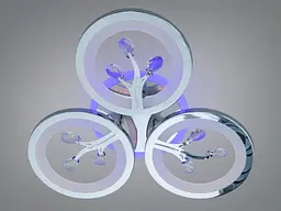 Стельова LED люстра 3 кільця хром 50 Вт пульт 9 м² - мініатюра 2
