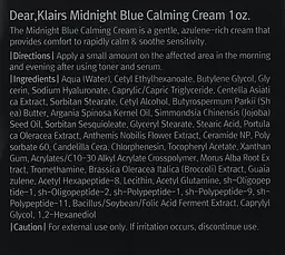 Зволожувально-пом'якшувальний крем для обличчя Klairs Midnight Blue Calming Cream 30 г - мініатюра 3