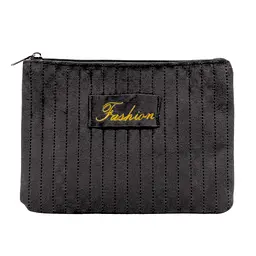 Косметичка жіноча плюшева Beauty LUXURY 21.5 см х 14 см WB-4011, Чорна