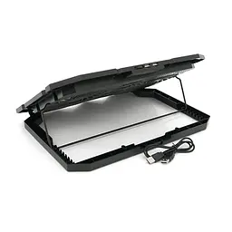 Підставка під ноутбук IceCoorel K22, 10-17", 2*125мм+2*70мм 2600±10% RPM, корпус пластик+алюміній, 385x280x28mm, Black, Box, Q10 - мініатюра 2