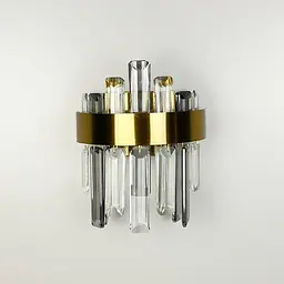 Латунне бра із прозорим та графітовим кришталем Арт. WMJ 210/2 AB+CL Line F