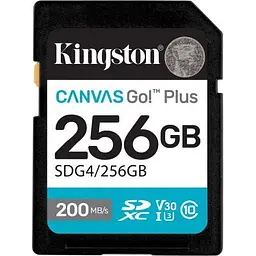 Карта пам'яті Kingston 256GB SDXC сlass 10 UHS-I U3 V30 Canvas Go Plus G4 (SDG4/256GB)