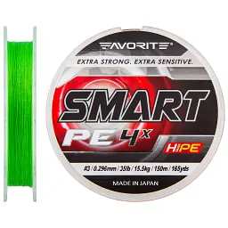 Шнур Favorite Smart PE 4x 150м (салат.) 3.0/0.296 мм 15.5 кг
