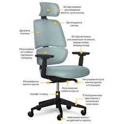 Офісне крісло Mealux Leo Air Plus Grey / Blue (Y-546 KBGL) - мініатюра 2