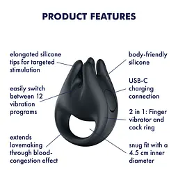 Вібратор на палець та ерекційне кільце 2в1 Satisfyer Perfect Pair 1 - мініатюра 6