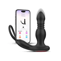 Анальний вібратор Petalwish 2 з Bluetooth керуванням, вібрацією та поступальними рухами водонепроникний чорний (SKU-081)