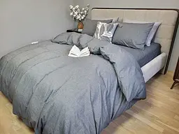 Комплект постільної білизни Washed Cotton з вареної бавовни графіт Graphite - двоспальний