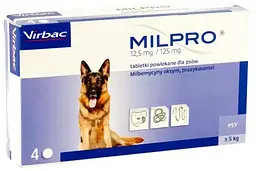 Virbac Milpro Милпро Антигельминтні 4 таблетки для собак більше 5 кг