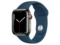 Смарт-годинник Apple Watch Series 7 GPS + Cellular 41mm Graphite S. Steel Case w. Abyss Blue S. Band (MKHJ3) - мініатюра 1