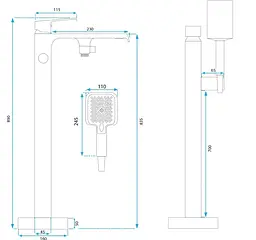 Змішувач для ванни Rea Hass окремостоячий, chrome (REA-B6400) - мініатюра 5
