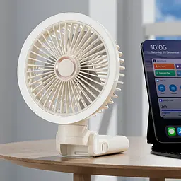 Портативний вентилятор GF12 з затискачем+LED 5400mAh White - мініатюра 5