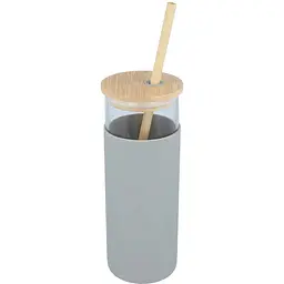 Скляна пляшка OldBro Tumbler з бамбуковою трубочкою Grey 550 мл