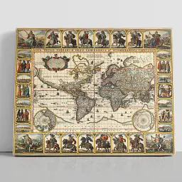 Інтер'єрна картина Стародавня карта Землі, Earth Ancient Map, географія, історія, інтер'єрний декор, 86×106 см (id3028)