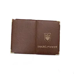 Обкладинка на посвідчення шкірозамінник широка, тиснення золотом 31277 TASCOM Світло-коричневий