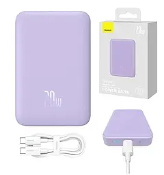 Бездротовий портативний акумулятор - зарядний Baseus Magnetic Mini 20 W 10000 mAh (PPCX110205) фіолетовий - мініатюра 7