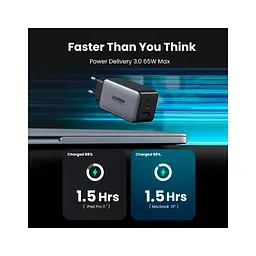 Зарядний пристрій Ugreen 2xUSB-C + 1xUSB 65W GaN gray (10335) - мініатюра 4