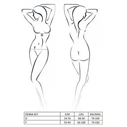 Комплект білизни Passion Exclusive DEBRA SET XXL/XXXL, black стрепи, топ з декольте, трусики - мініатюра 5