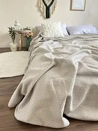 Покривало Zeintex Wheat бавовняне сіро-бежеве 230х320 см - мініатюра 3
