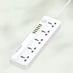 Мережевий зарядний пристрій подовжувач LDNIO SC5614 6 USB 5 розеток 2m білий - мініатюра 5