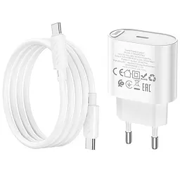 МЗП Hoco C109A Fighter PD20W (1USB-C) + кабель Type-C to Type-C White - мініатюра 5