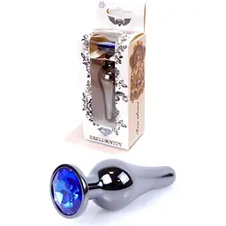Анальна пробка Boss Of Toys Boss Series - Jewellery Dark Silver Butt Plug Blue, BS6400059, Срібний / Синий - мініатюра 3