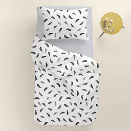 Комплект постільної білизни Cosas дитячий без простирадла FEATHER 110 x 140 см (FeatherRedGrey_140_2) - мініатюра 2