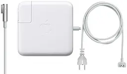 Зарядний пристрій для макбука, 60W, MagSafe (L-tip), білий блок живлення, зарядка для ноутбука з подовженим кабелем + магнітний кабель, швидка зарядка, адаптер живлення Apple MacBook (MC461) (ARM47616)