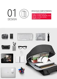 Рюкзак міський Tigernu T-B3595 з USB портом та відсіком для ноутбука 15.6'' 19л Black (19388) - мініатюра 2