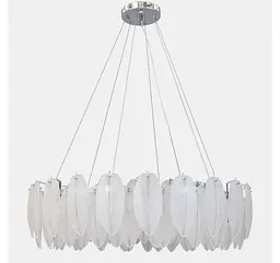 Велика підвісна люстра Artlight 21824-800CH хромована кругла на 16 ламп E14 з матовим скляним пір'ям - мініатюра 3