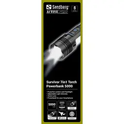 Ліхтарик-повербанк Sandberg Survivor 7 in 1 Torch Powerbank 5000 mAh XHP50 LED USB-C 5W - мініатюра 5