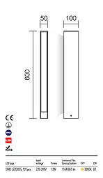 Стовпчик TWIN ST60 LED SMD 12W IP65 DG 3000K (4.1.2) Redo 9461 - мініатюра 3