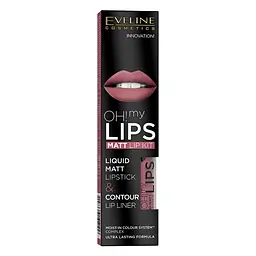 Набір Eveline №4: матова губна помада Oh My Lips відтінок 04 4,5 мл + контурний олівець для губ Max Intense Colour відтінок 12 (Pink) 1.2 г (LBL4LIPSK04) - мініатюра 3