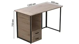 Комп'ютерний стіл Ferrum-decor Отто 75x120x60 чорний ДСП Дуб Сан-Марино 16мм (FRD-103574) - мініатюра 2