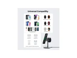 Бездротовий зарядний пристрій AUKEY MagFusion 3-in-1 15 W Qi2 сірий (LC-MC311) - мініатюра 7