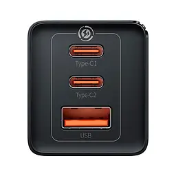 Адаптер мережевий Baseus C to C cable GaN5 Pro Fast Charger 3 порти 65 W чорний - мініатюра 3