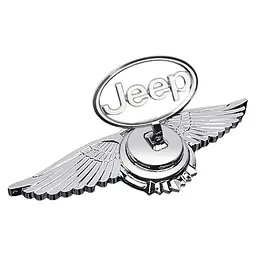 Емблема приціл Jeep орлині крила метал Хром 215х70х72 мм на скотчі (Завод)