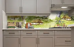 Вініловий кухонний фартух Шевченкова Хата наклейка кухні старе село Архітектура Зелений Happy Pocket Z181737 - мініатюра 4