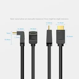 Кабель мультимедійний HDMI M to HDMI M 3.0m 4K60Hz 90° corner black Vention (AAQBI) - мініатюра 6